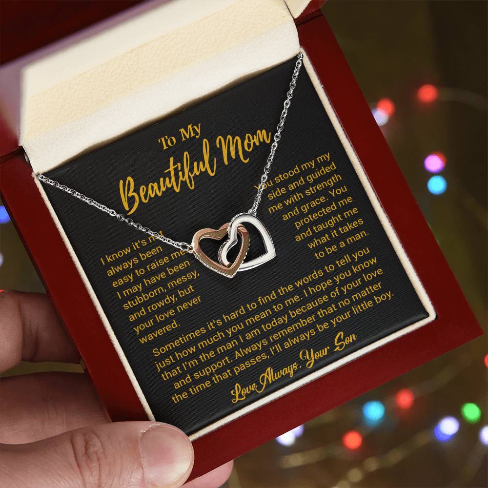 To My Beautiful Mom Necklace Mom Birthday Gift Mother's Day Gift Necklace For Mom From Son_ 8_5_Gold