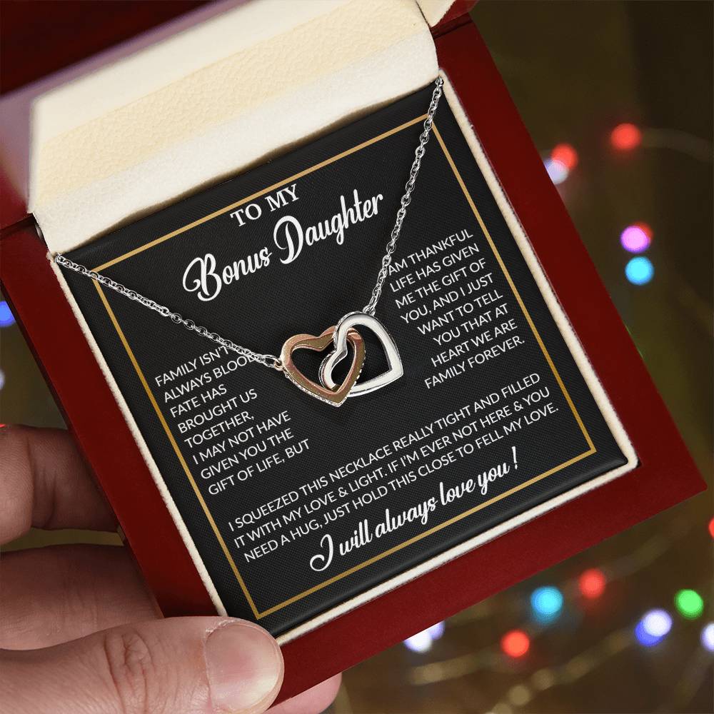 To My Bonus Daughter Necklace, Gift for Bonus Daughter, Step Daughter Birthday 3_12_Black