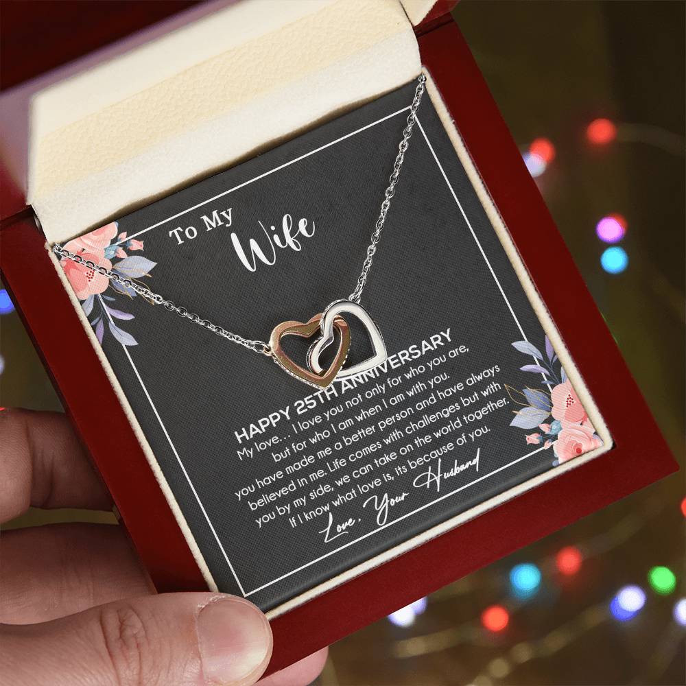 25th Anniversary Gift For Wife Necklace, 25 Year Anniversary, 25th Wedding Gift _Black