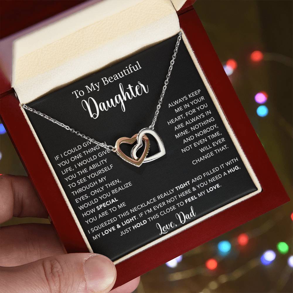 To My Daughter Necklace, Gift for Daughter from Dad, Father Daughter Necklace  4_5_Black