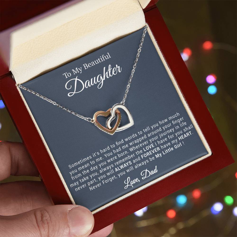 To My Daughter Necklace, Gift for Daughter from Dad, Father Daughter Necklace 20_4_Black