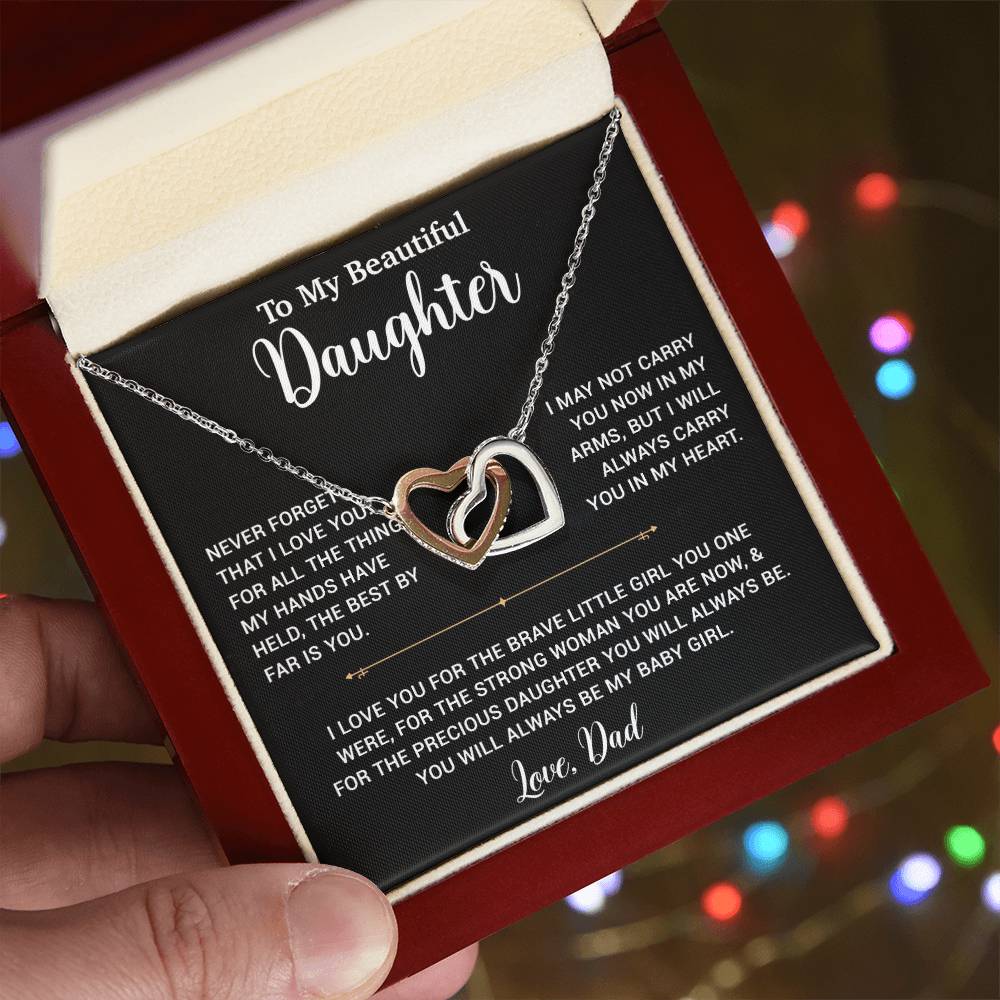To My Daughter Necklace, Gift for Daughter from Dad, Father Daughter Necklace 14_6_Black
