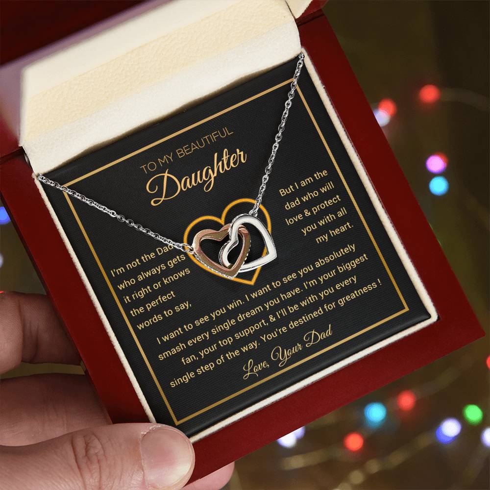 To My Daughter Necklace, Gift for Daughter from Dad, Father Daughter Necklace 9_6_Gold
