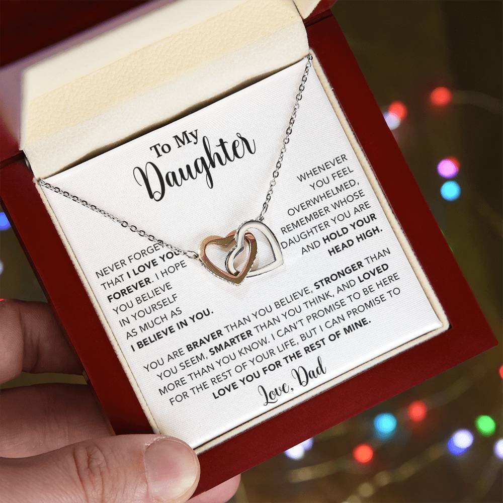 To My Daughter Necklace, Gift for Daughter from Dad, Father Daughter Necklace  9_4_White