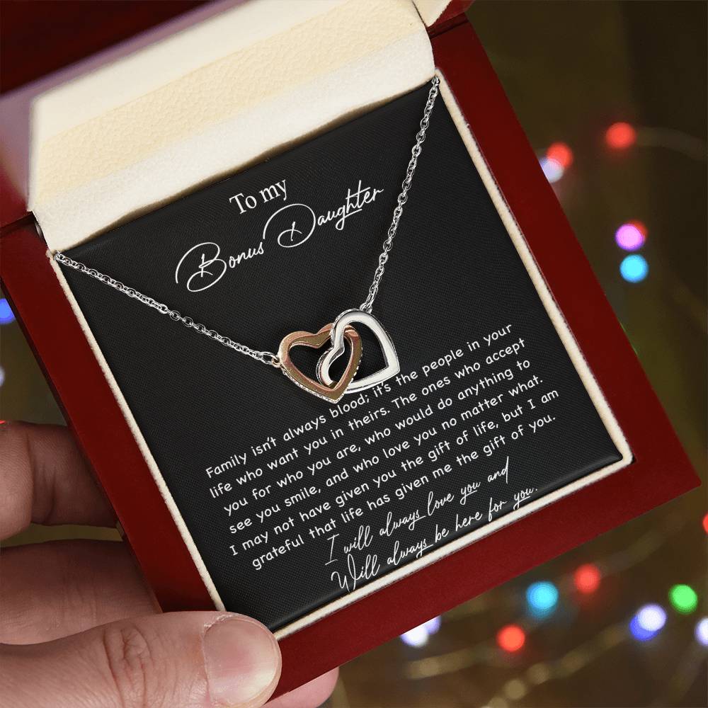 To my Bonus Daughter Necklace, Bonus Daughter, Step Daughter Gift 3-4_Black