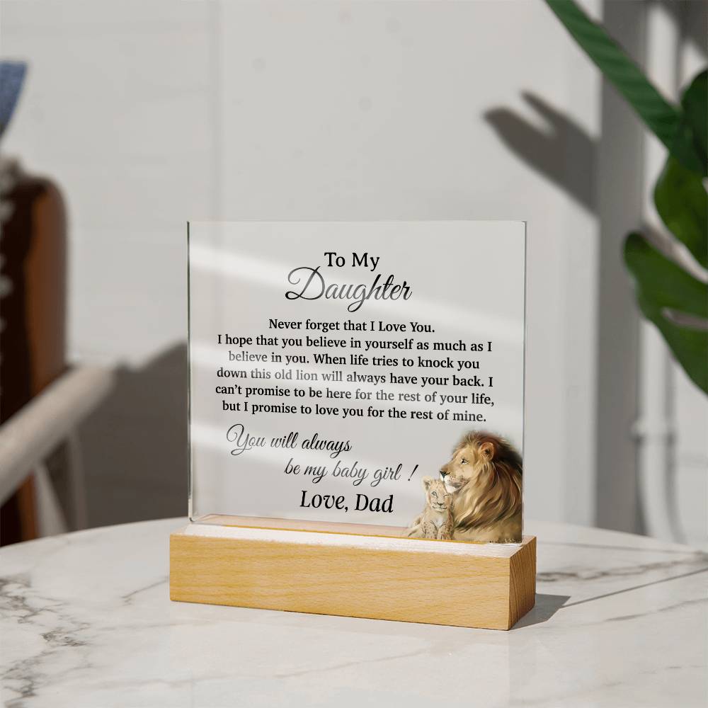 To My Daughter Acrylic Plaque, Gift for Daughter, Lion Gift from Dad