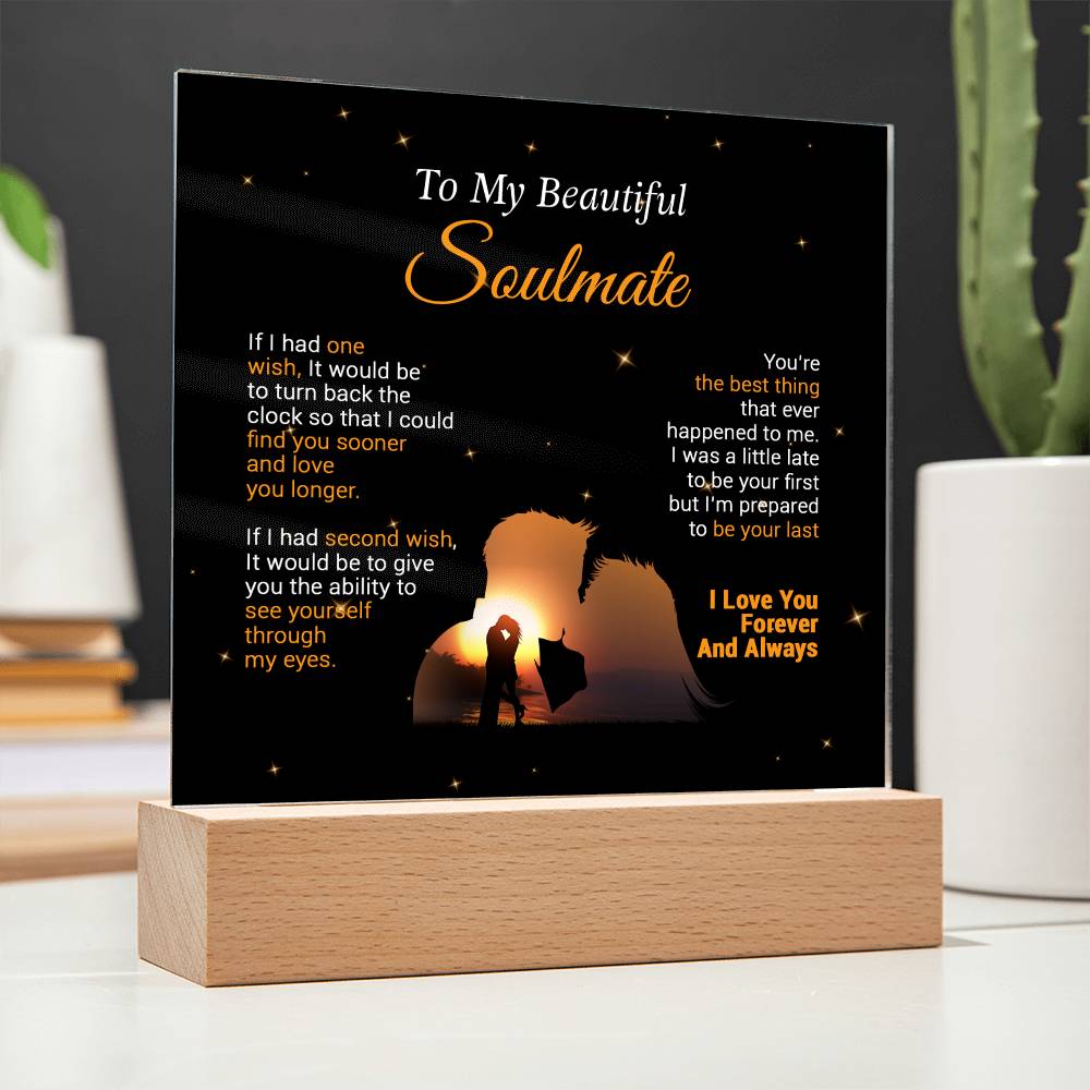 To My Soulmate Acrylic Plaque,  Wife Birthday Gift, Wife on Anniversary, Christmas Gift