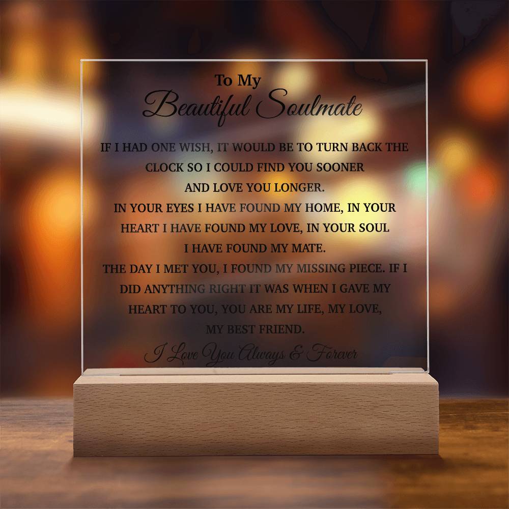 To My Soulmate Acrylic Plaque, Gifts for Wife, Soulmate from Husband, Soulmate Gift