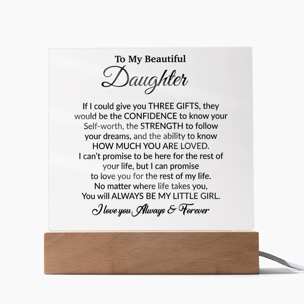To My Daughter Acrylic Plaque, Gift from Mom,Birthday Gift for Daughter