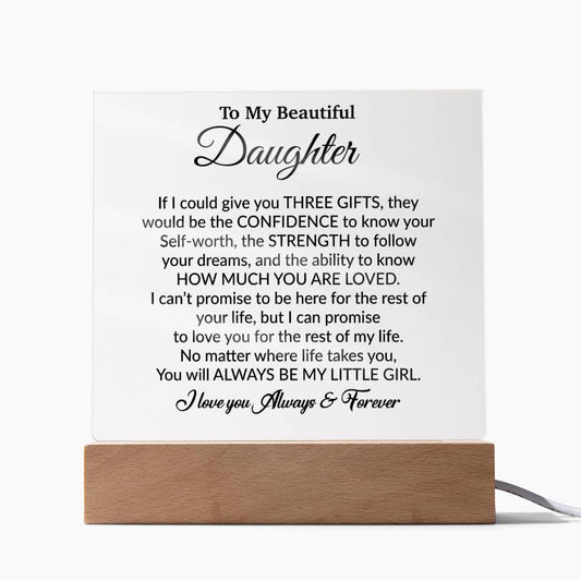 To My Daughter Acrylic Plaque, Gift from Mom,Birthday Gift for Daughter