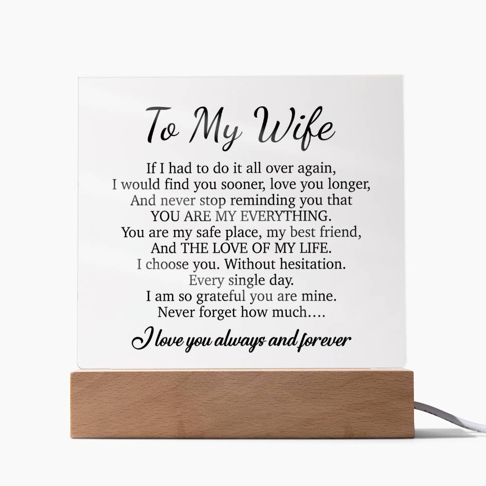 To My Wife Acrylic Plaque,  Wife Birthday Gift, Wife on Anniversary, Christmas Gift