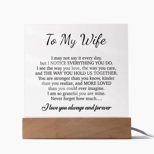 To My Wife Acrylic Plaque,  Wife Birthday Gift, Wife on Anniversary, Christmas Gift