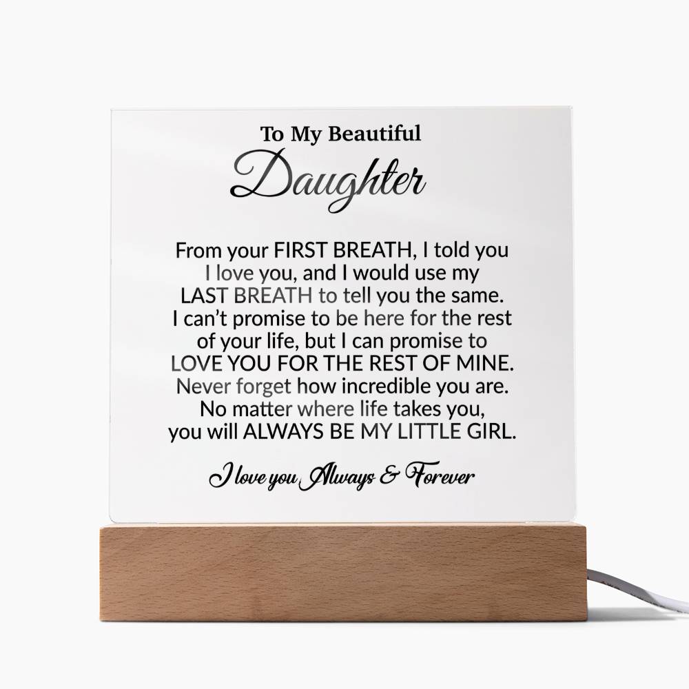 To My Daughter Acrylic Plaque, Gift from Mom,Birthday Gift for Daughter