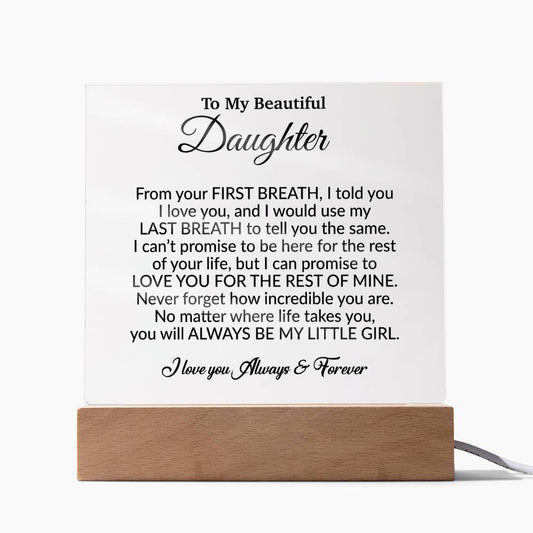 To My Daughter Acrylic Plaque, Gift from Mom,Birthday Gift for Daughter