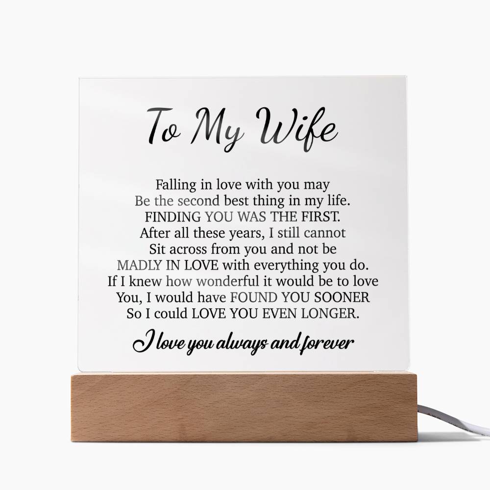 To My Wife Acrylic Plaque,  Wife Birthday Gift, Wife on Anniversary, Christmas Gift