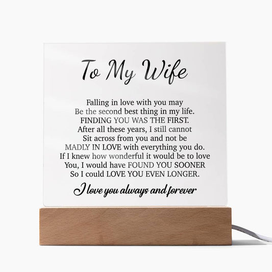 To My Wife Acrylic Plaque,  Wife Birthday Gift, Wife on Anniversary, Christmas Gift