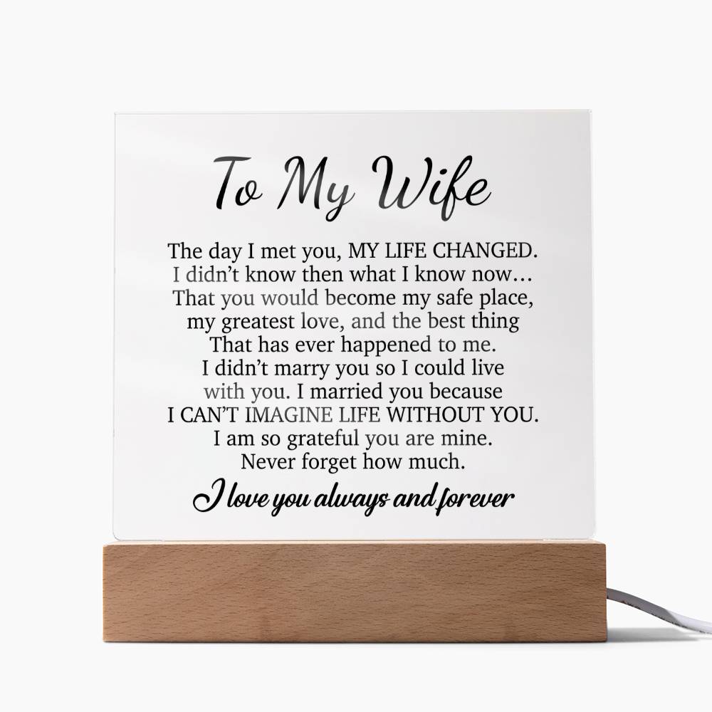 To My Wife Acrylic Plaque,  Wife Birthday Gift, Wife on Anniversary, Christmas Gift