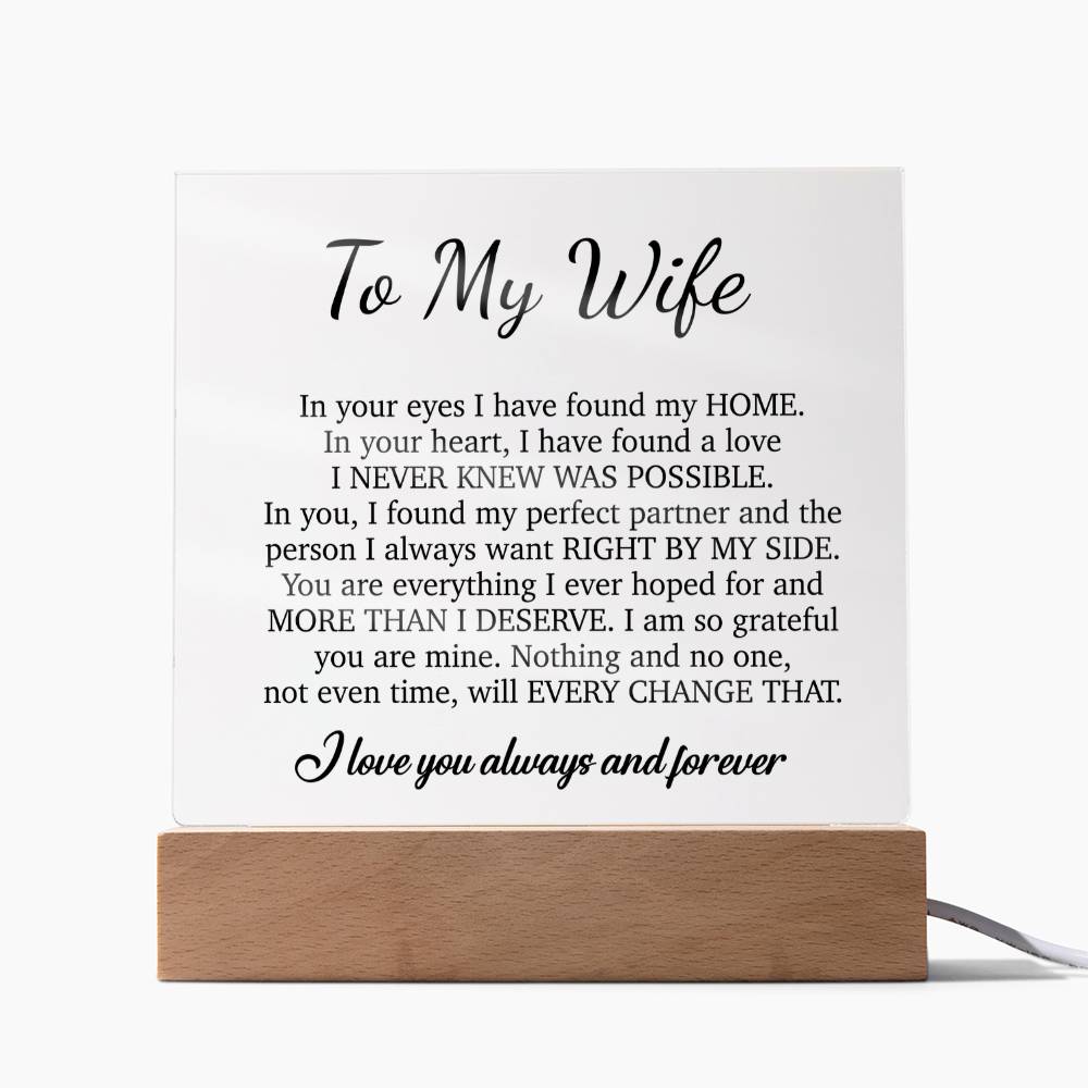 To My Wife Acrylic Plaque,  Wife Birthday Gift, Wife on Anniversary, Christmas Gift