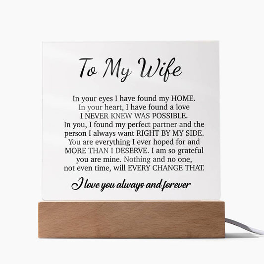 To My Wife Acrylic Plaque,  Wife Birthday Gift, Wife on Anniversary, Christmas Gift
