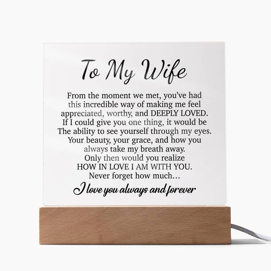 To My Wife Acrylic Plaque,  Wife Birthday Gift, Wife on Anniversary, Christmas Gift