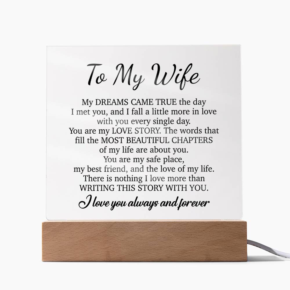 To My Wife Acrylic Plaque,  Wife Birthday Gift, Wife on Anniversary, Christmas Gift