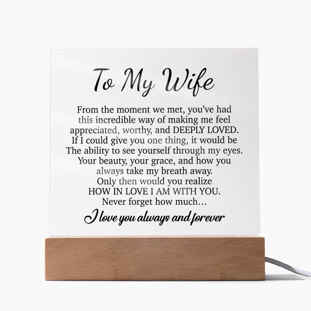 To My Wife Acrylic Plaque,  Wife Birthday Gift, Wife on Anniversary, Christmas Gift