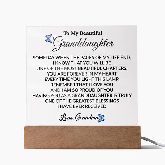 To My Grandaughter Acrylic Plaque, Gift from Grandma,Birthday Gift for Grandma