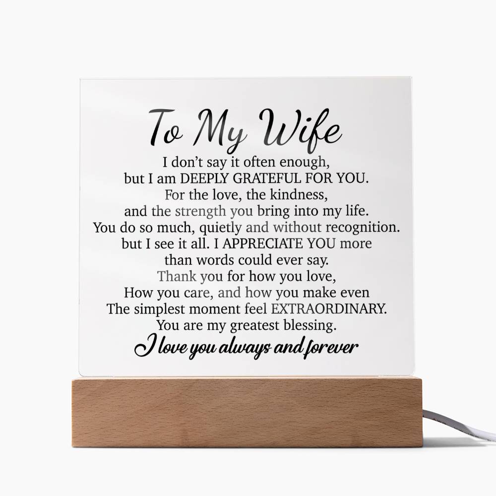 To My Wife Acrylic Plaque,  Wife Birthday Gift, Wife on Anniversary, Christmas Gift