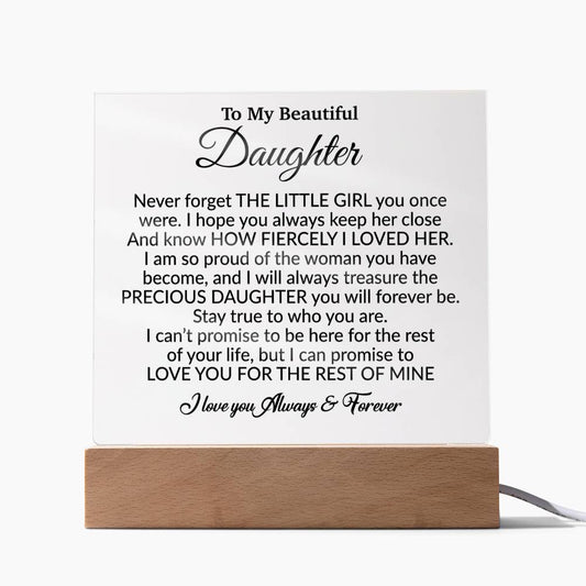 To My Daughter Acrylic Plaque, Gift from Mom,Birthday Gift for Daughter