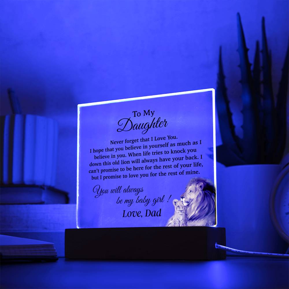To My Daughter Acrylic Plaque, Gift for Daughter, Lion Gift from Dad