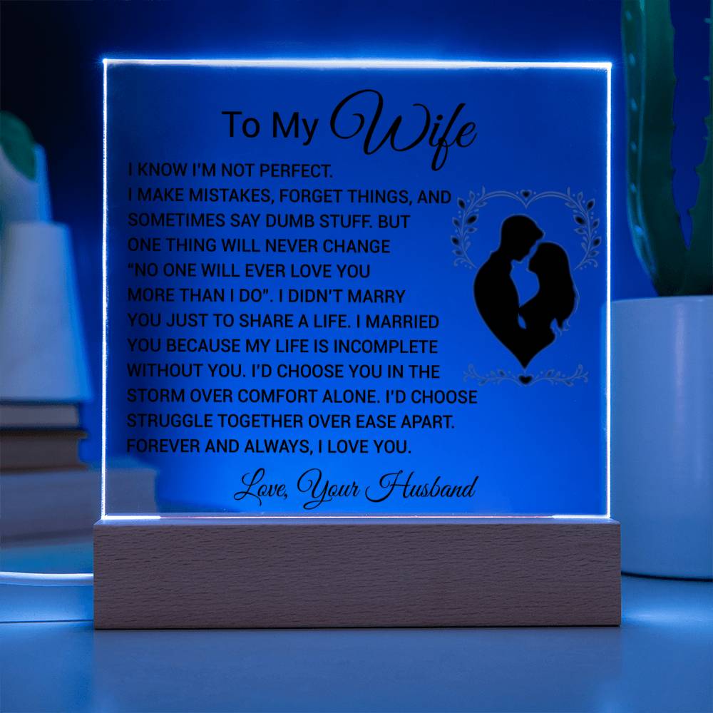 To My Wife Acrylic Plaque,  Wife Birthday Gift, Wife on Anniversary, Christmas Gift