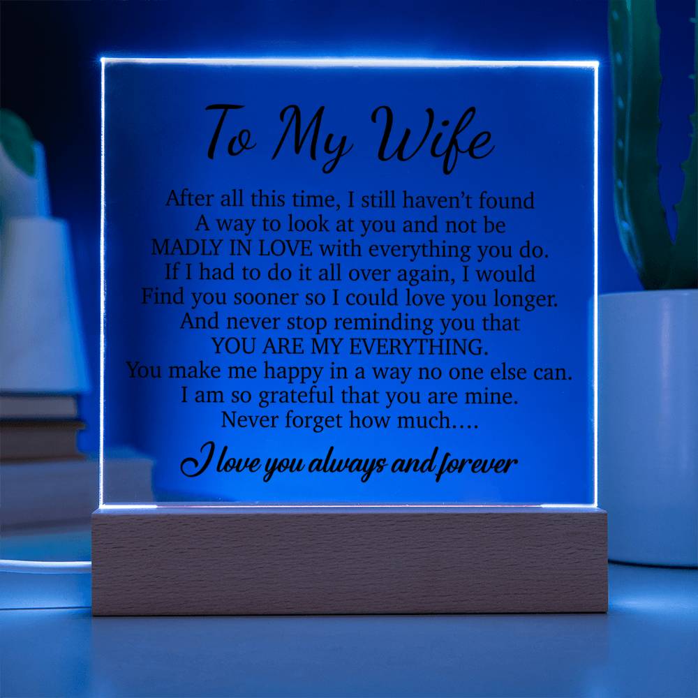 To My Wife Acrylic Plaque,  Wife Birthday Gift, Wife on Anniversary, Christmas Gift