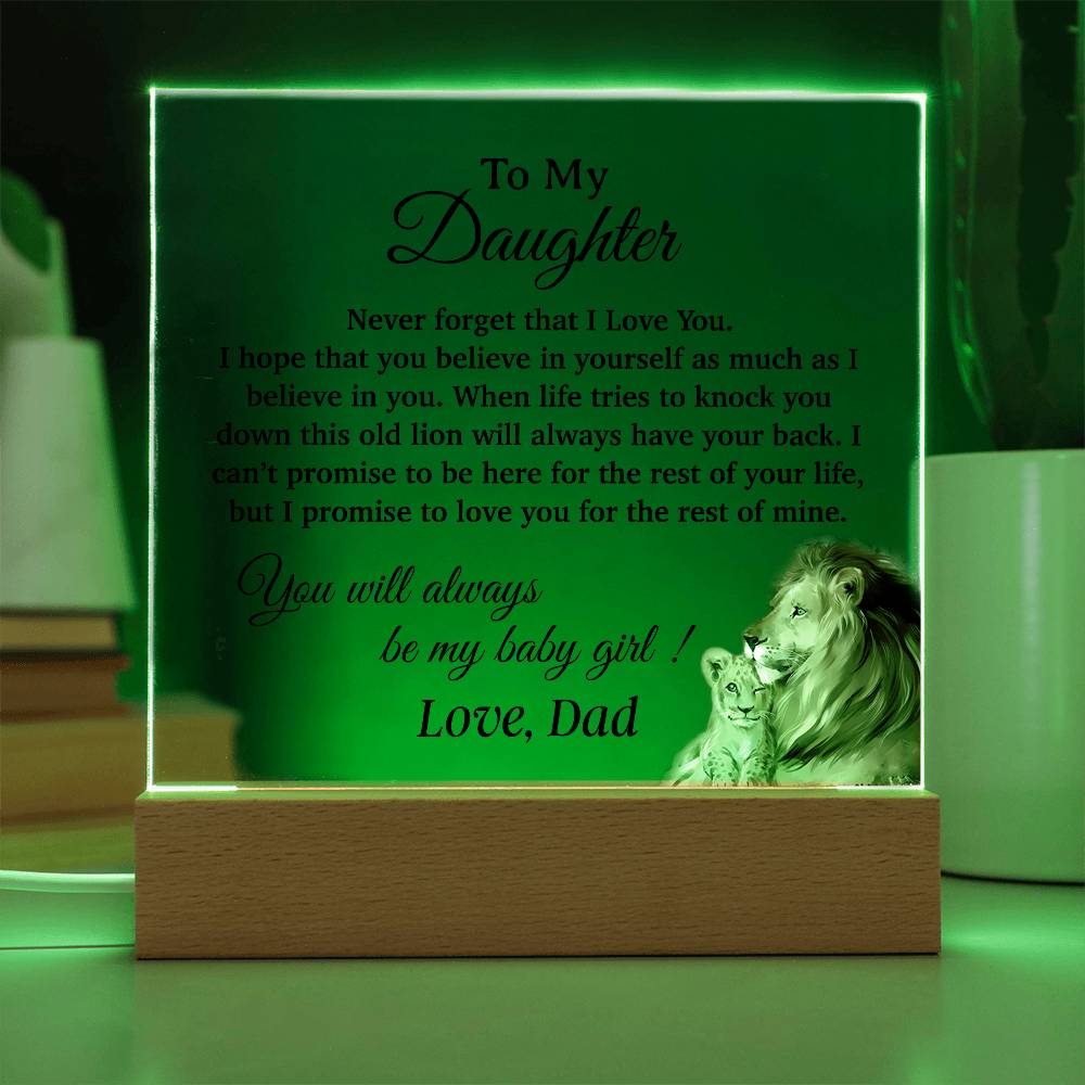 To My Daughter Acrylic Plaque, Gift for Daughter, Lion Gift from Dad