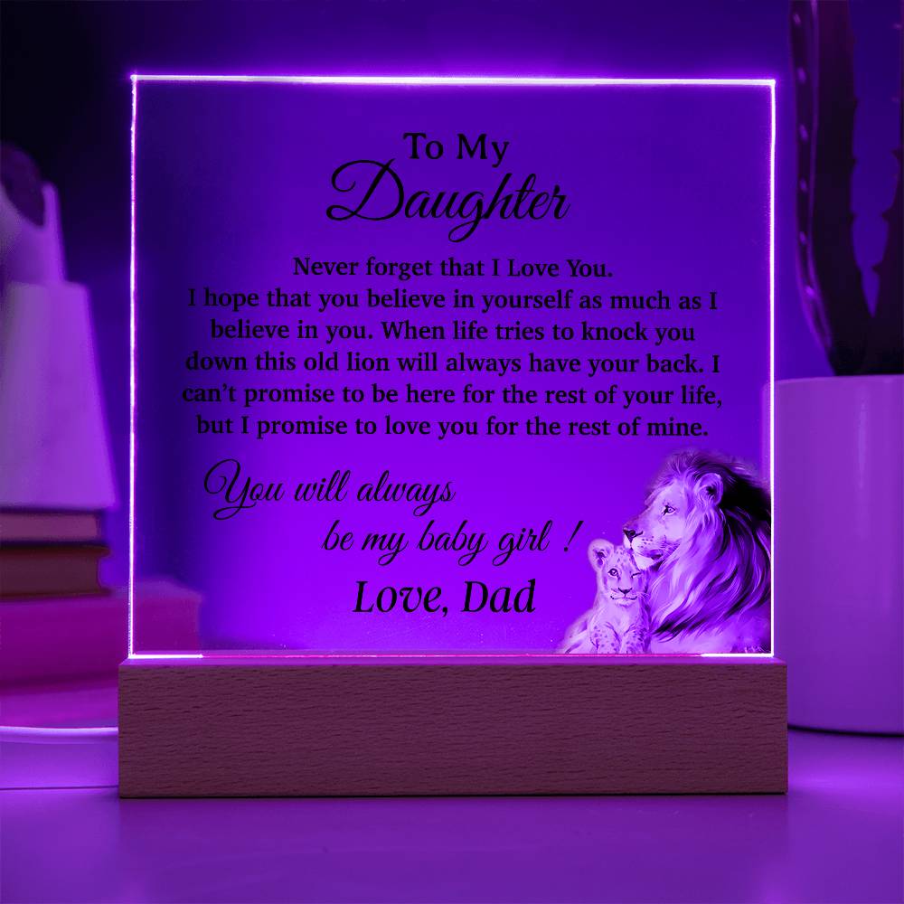 To My Daughter Acrylic Plaque, Gift for Daughter, Lion Gift from Dad