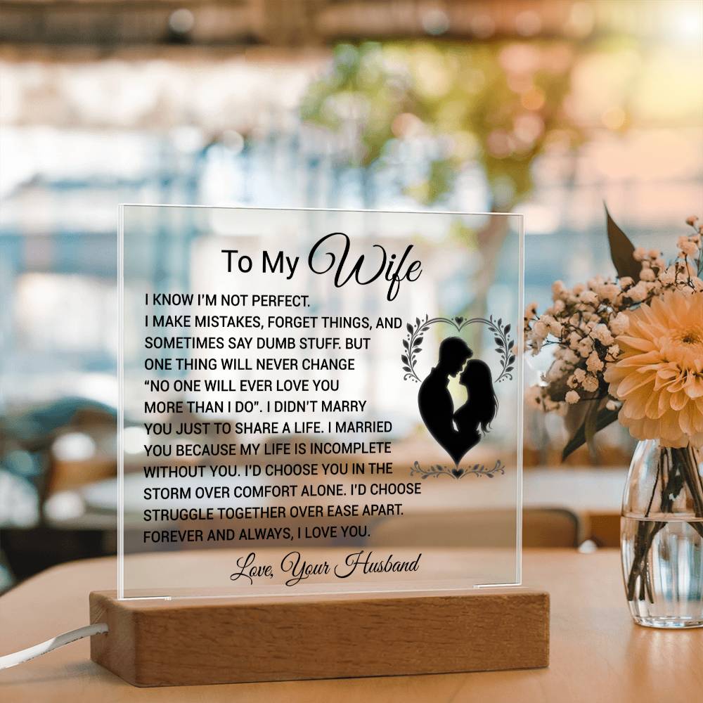 To My Wife Acrylic Plaque,  Wife Birthday Gift, Wife on Anniversary, Christmas Gift