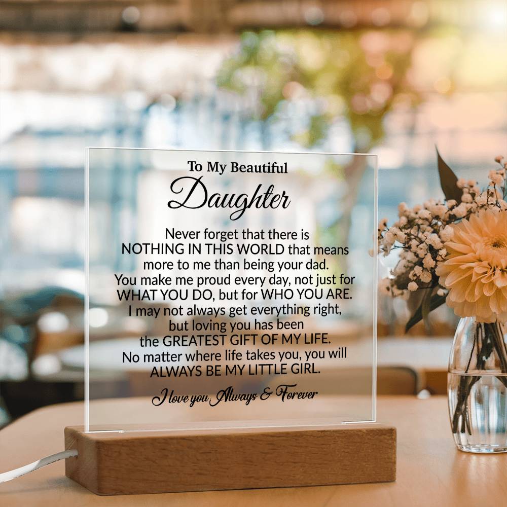 To My Daughter Acrylic Plaque, Gift from Mom,Birthday Gift for Daughter