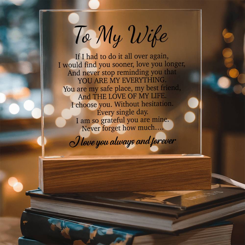To My Wife Acrylic Plaque,  Wife Birthday Gift, Wife on Anniversary, Christmas Gift
