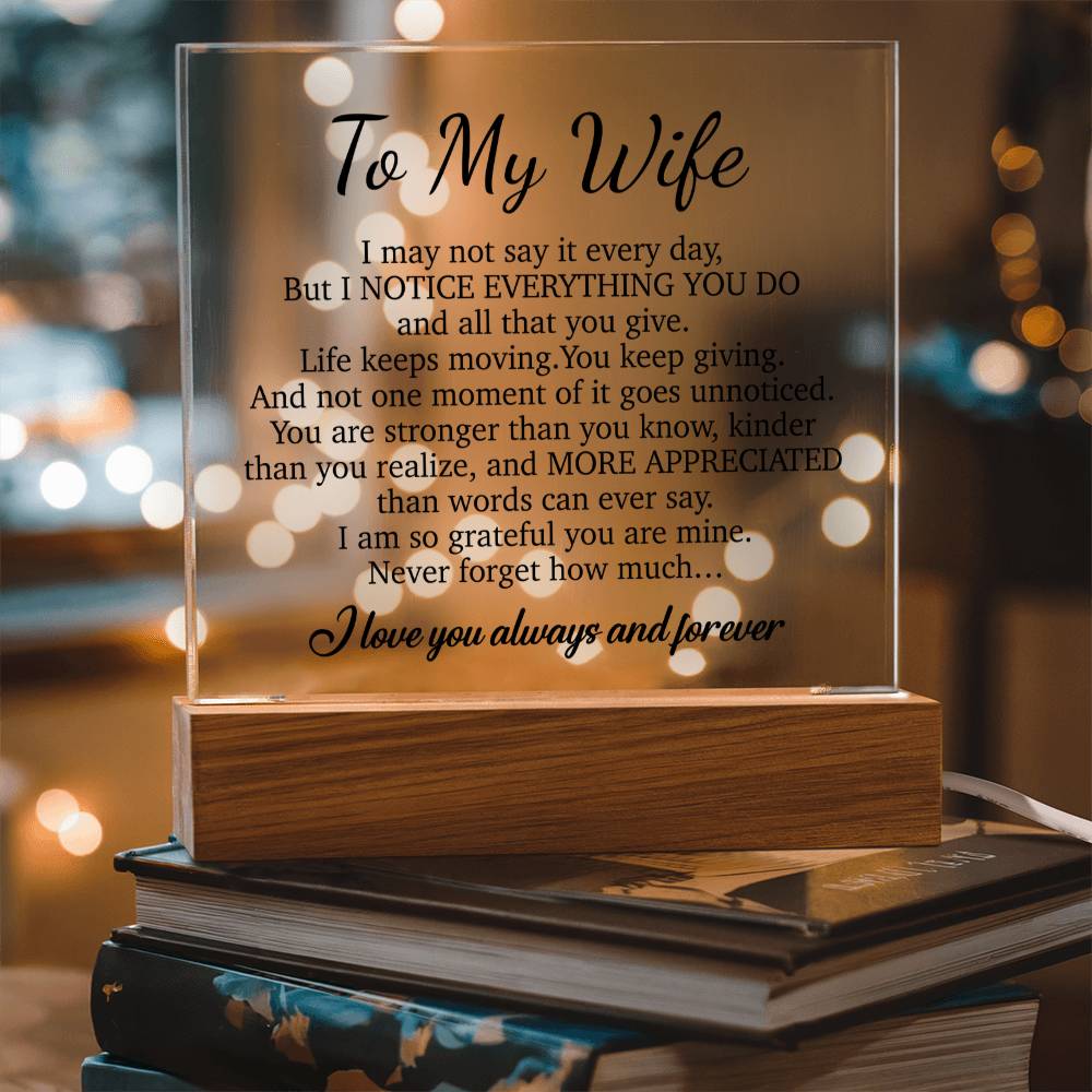 To My Wife Acrylic Plaque,  Wife Birthday Gift, Wife on Anniversary, Christmas Gift