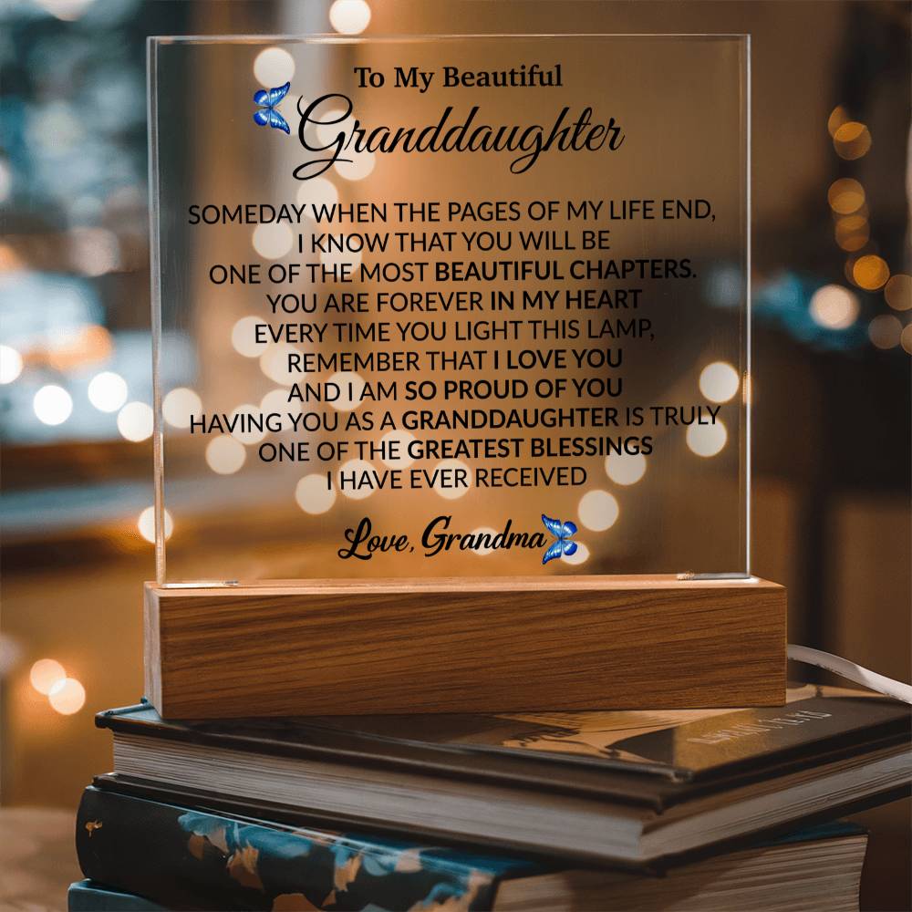 To My Grandaughter Acrylic Plaque, Gift from Grandma,Birthday Gift for Grandma