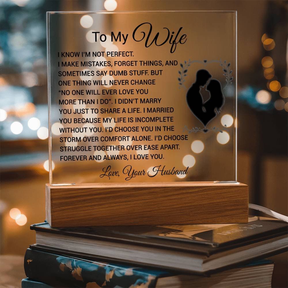 To My Wife Acrylic Plaque,  Wife Birthday Gift, Wife on Anniversary, Christmas Gift
