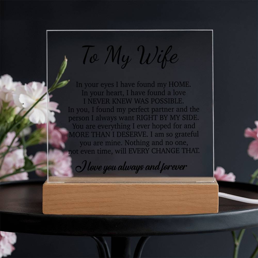 To My Wife Acrylic Plaque,  Wife Birthday Gift, Wife on Anniversary, Christmas Gift