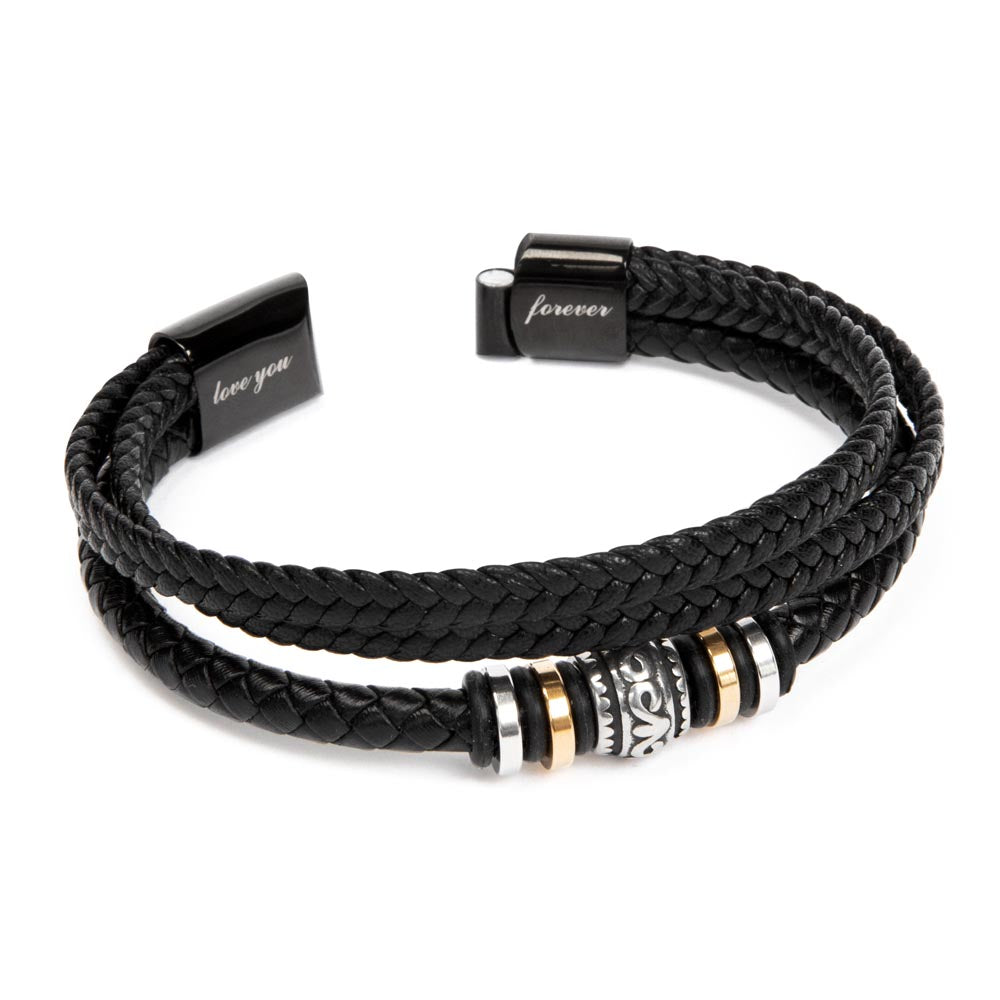 To My Son Bracelet, Mens Vegan Leather Braided Bracelet, Graduation Gift From Mom, Gift for Son from Mom