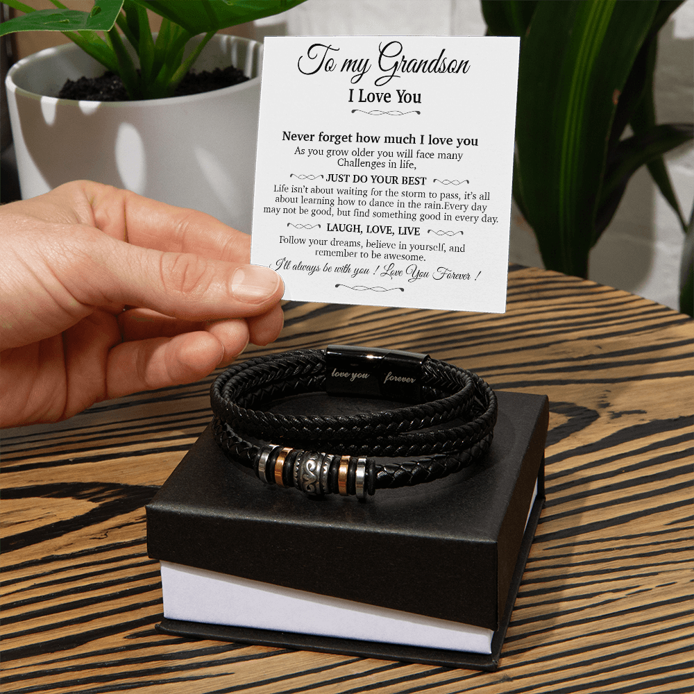 To My Grandson Bracelet Necklace,Grandson Gifts From Grandma, Chrismas Gift, Birthday Gift for Him