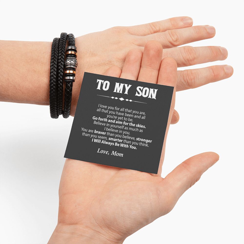 To My Son Leather Bracelet from Mom, Son Gift from Mom, Son Graduation Gift, Son Birthday Gift