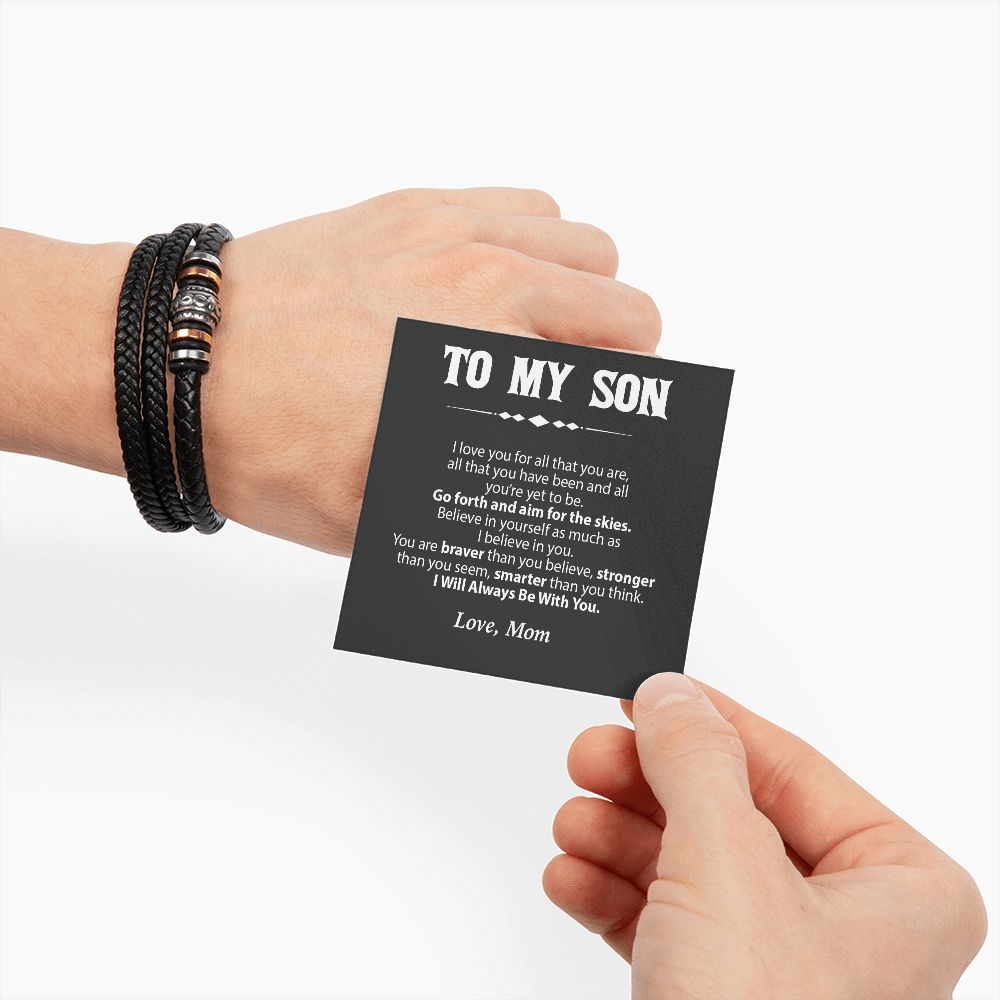To My Son Leather Bracelet from Mom, Son Gift from Mom, Son Graduation Gift, Son Birthday Gift