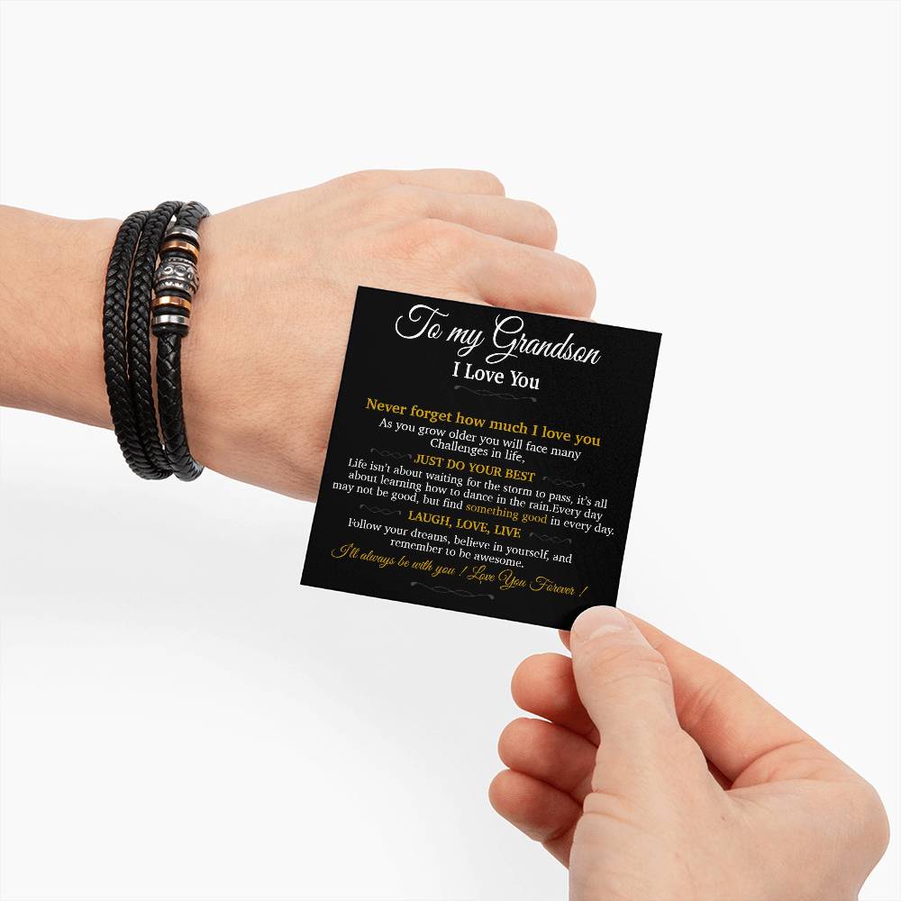 To My Grandson Bracelet Necklace,Grandson Gifts From Grandma, Chrismas Gift, Birthday Gift for Him_Gold