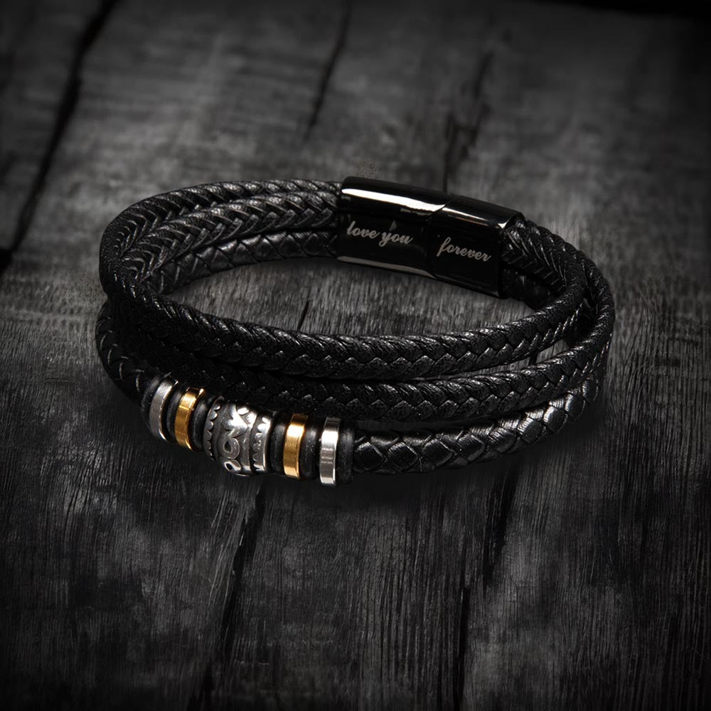 To My Son Bracelet, Mens Vegan Leather Braided Bracelet, Graduation Gift From Mom, Gift for Son from Mom