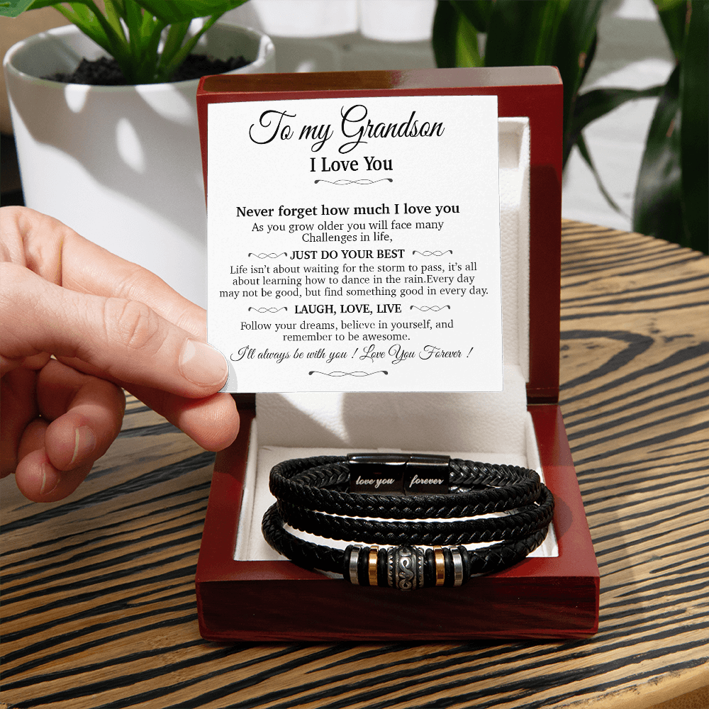 To My Grandson Bracelet Necklace,Grandson Gifts From Grandma, Chrismas Gift, Birthday Gift for Him