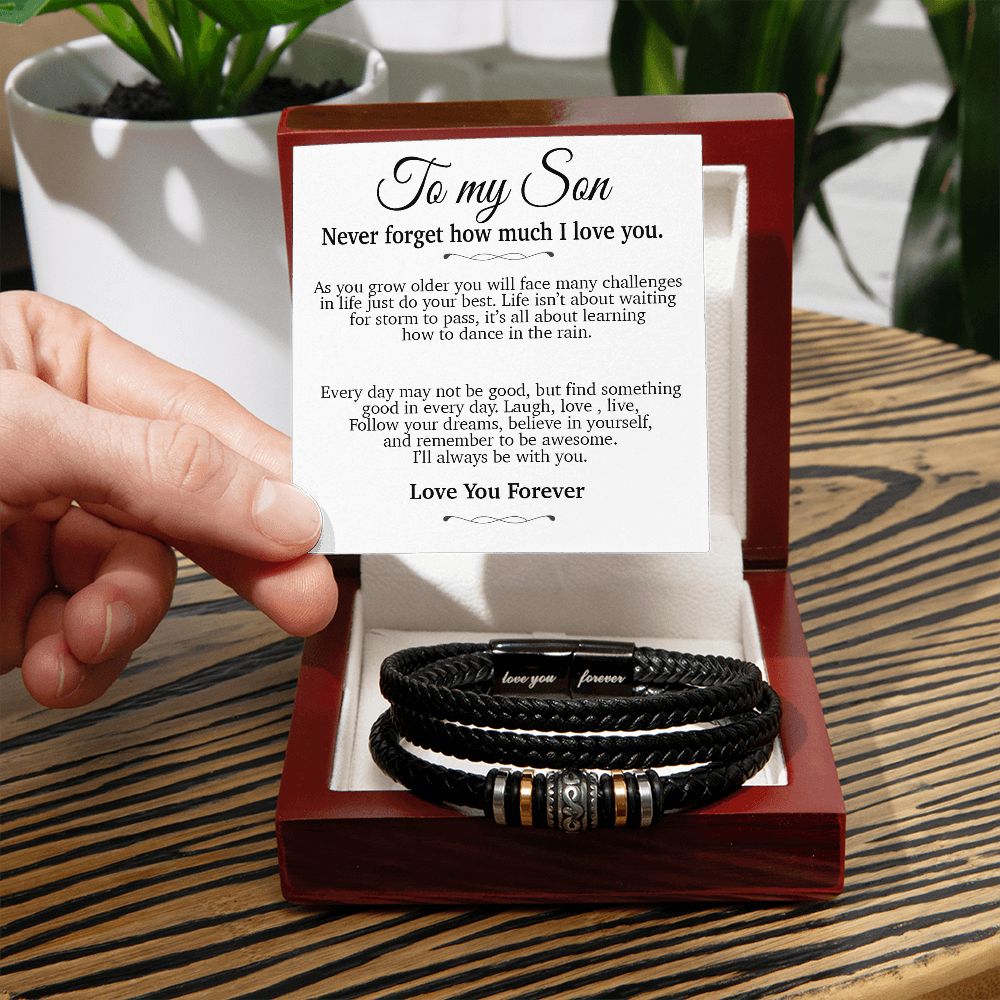 To My Son Bracelet Necklace,Son Gift from Mom Dad, Chrismas Gift, Birthday Gift for Him