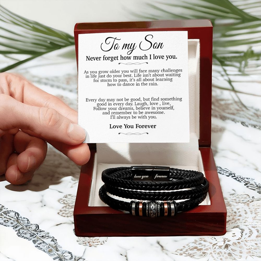 To My Son Bracelet Necklace,Son Gift from Mom Dad, Chrismas Gift, Birthday Gift for Him